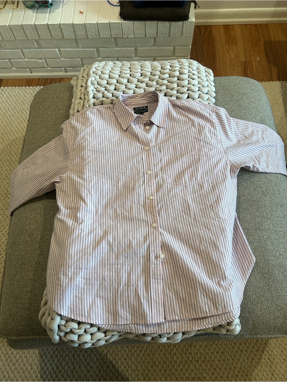 J. Crew Pink and White Striped Women’s Button-Down Shirt